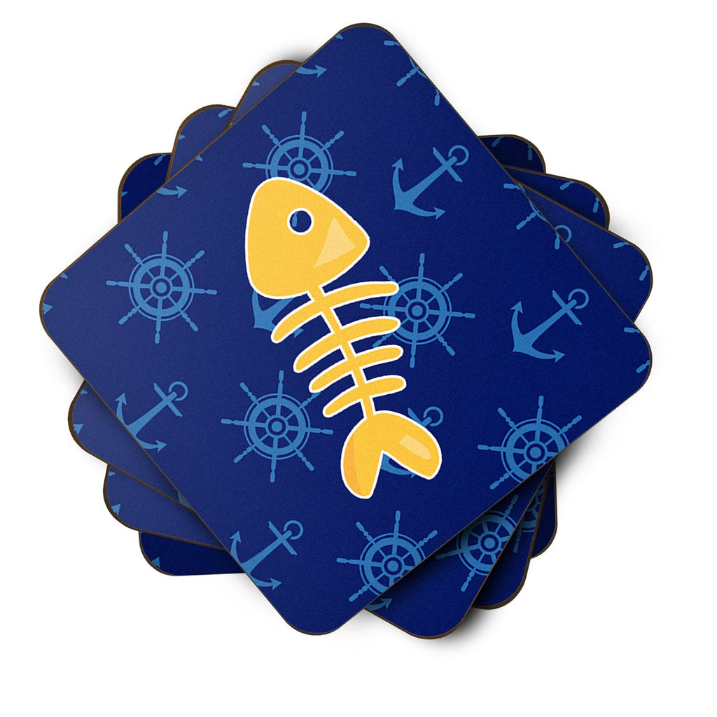 Fish Bones Foam Coasters Set of 4 Cup Coasters for Indoor Outdoor, Tabletop Protection, Anti Slip, Mouse pad Material