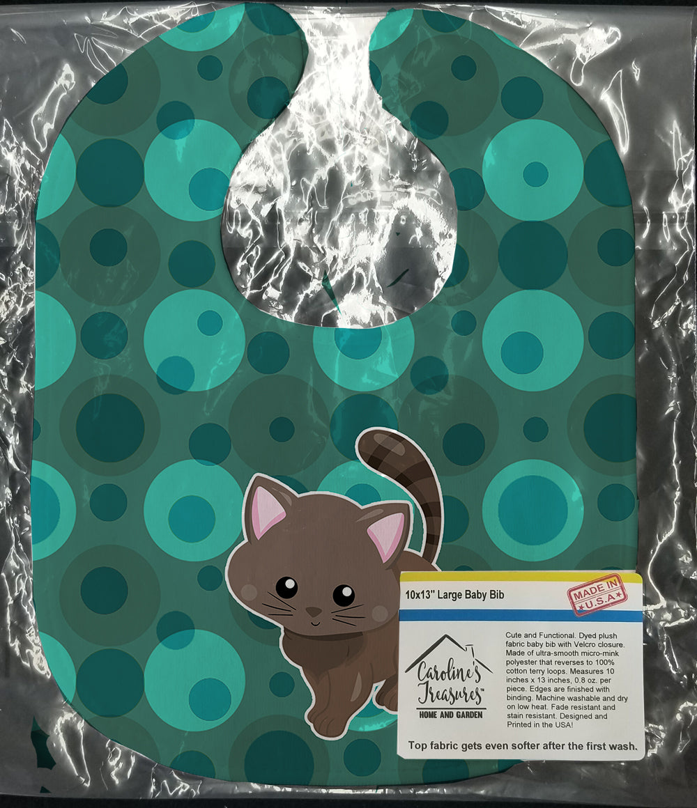 Polkadot Kitten Cat Baby Bib Easy-Clean Baby Bib Baby Feeding Accessory Baby Mealtime Essential, 10 x 13, Multicolor