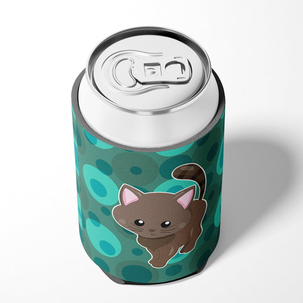 Polkadot Kitten Cat Can or Bottle Hugger Cooler Sleeve for Standard 12 oz Cans, Insulated Foam Beer & Soda Can Hugger Reusable