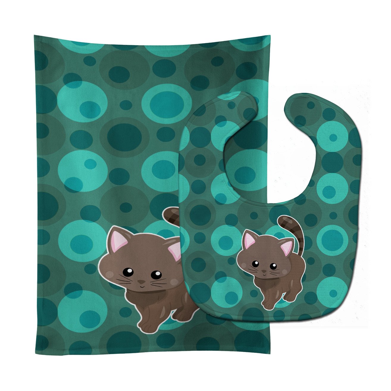 Polkadot Kitten Cat Baby Bib & Burp Cloth Easy-Clean Baby Bib Baby Feeding Accessory Baby Mealtime Essential