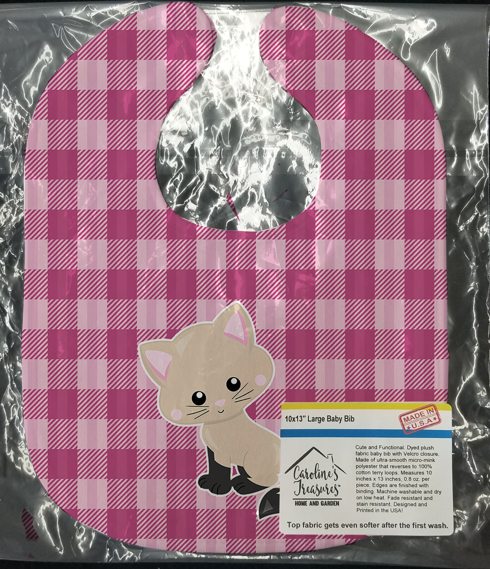 Kitten Cat on Pink Baby Bib Easy-Clean Baby Bib Baby Feeding Accessory Baby Mealtime Essential, 10 x 13, Multicolor