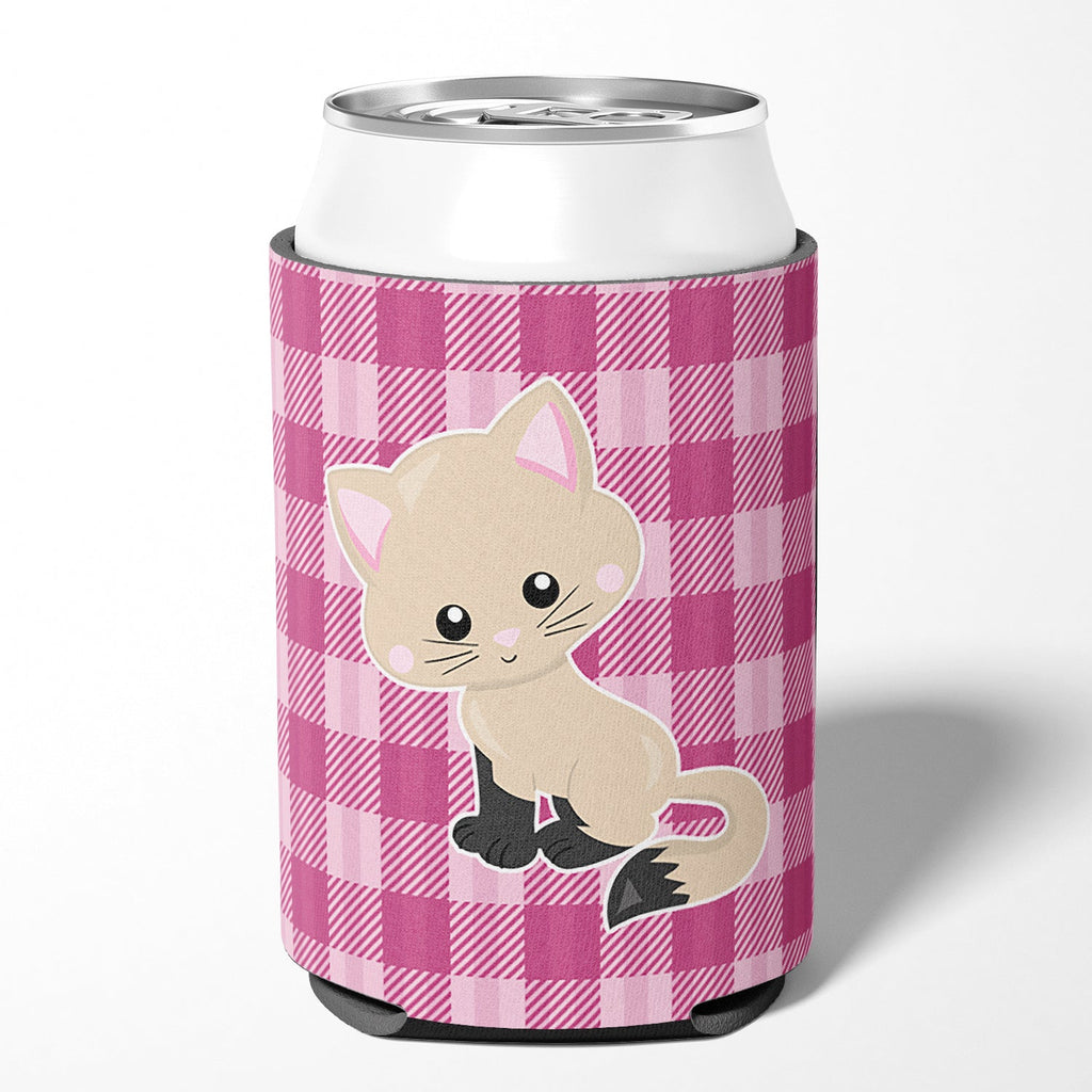 Kitten Cat on Pink Can or Bottle Hugger Cooler Sleeve for Standard 12 oz Cans, Insulated Foam Beer & Soda Can Hugger Reusable