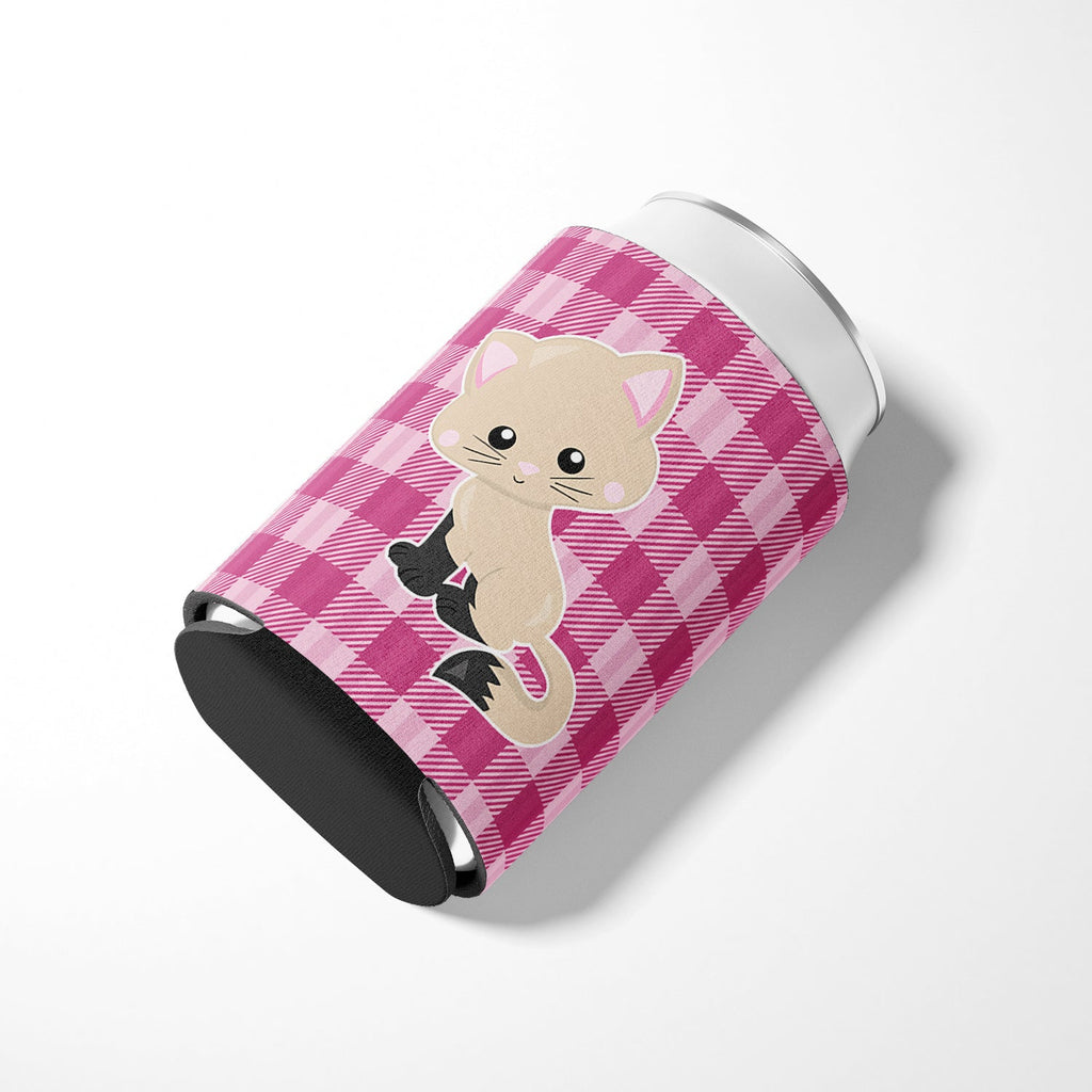 Kitten Cat on Pink Can or Bottle Hugger Cooler Sleeve for Standard 12 oz Cans, Insulated Foam Beer & Soda Can Hugger Reusable