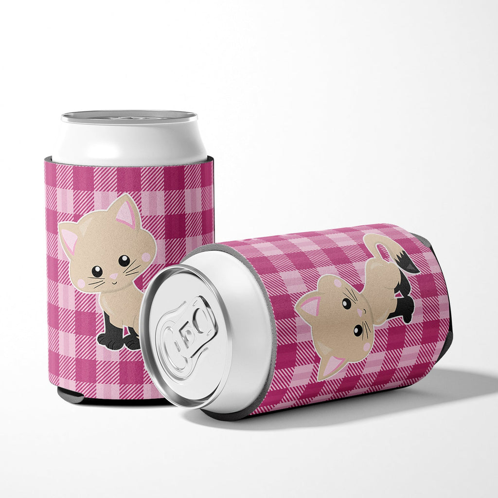 Kitten Cat on Pink Can or Bottle Hugger Cooler Sleeve for Standard 12 oz Cans, Insulated Foam Beer & Soda Can Hugger Reusable