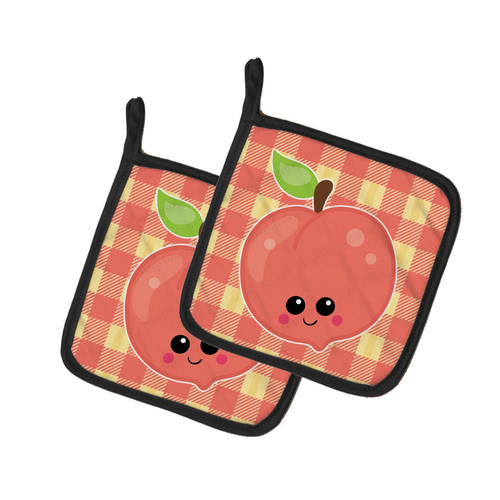 Perfectly Peach Pot Holder Set of 2 Heat Resistant Quilted Hot Pads 7.5 x 7.5 Inch, Insulated Kitchen Trivets for Cooking & Baking