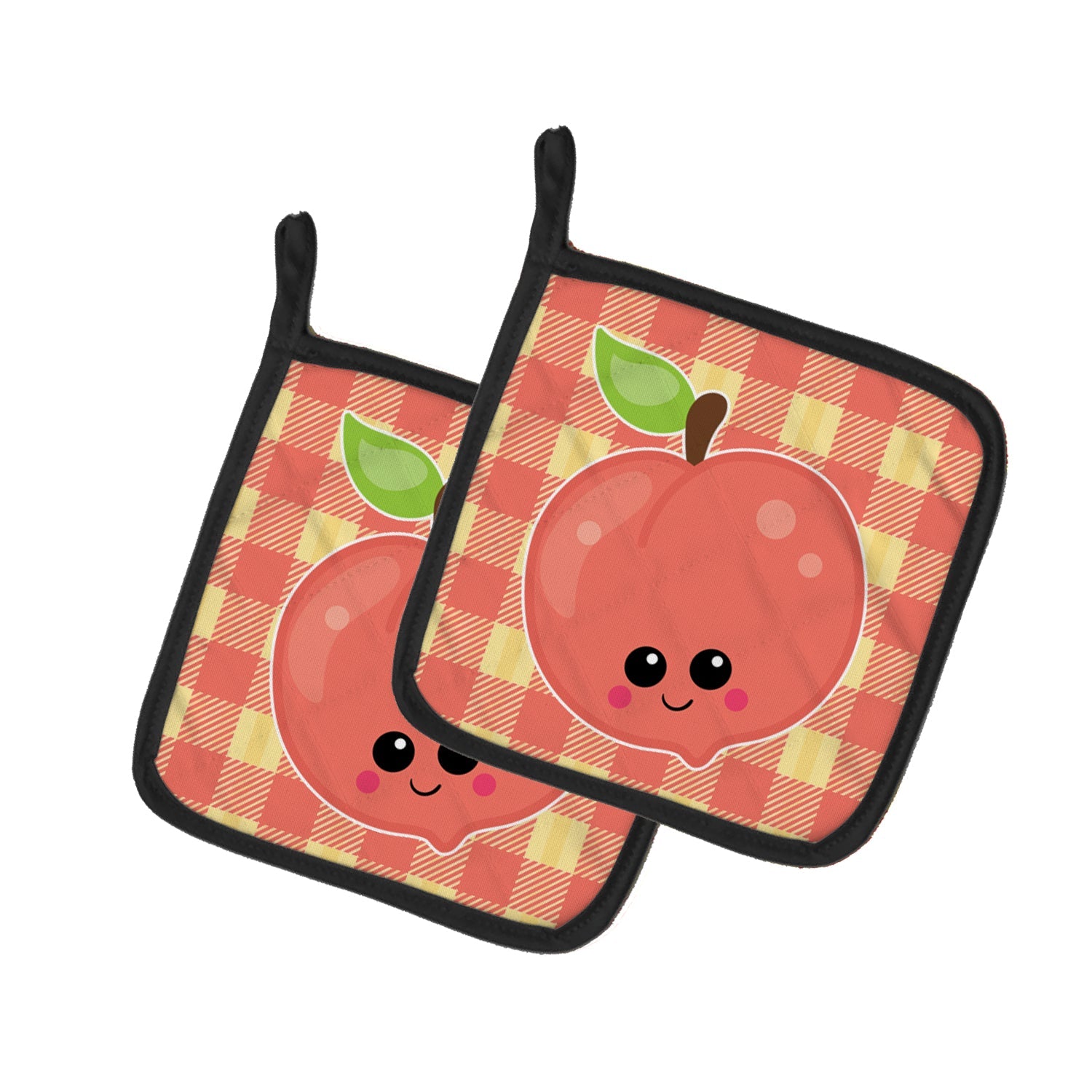 Perfectly Peach Pot Holder Set of 2 Heat Resistant Quilted Hot Pads 7.5 x 7.5 Inch, Insulated Kitchen Trivets for Cooking & Baking