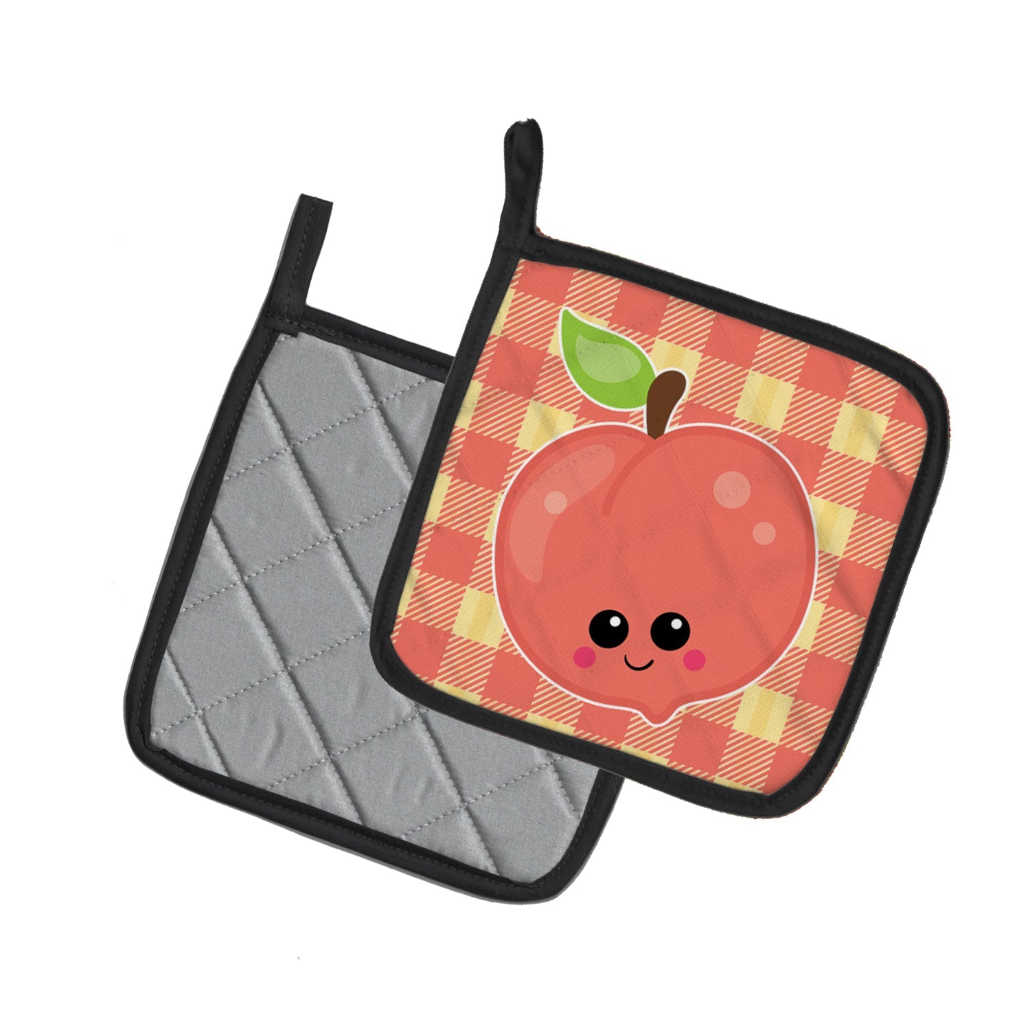Perfectly Peach Pot Holder Set of 2 Heat Resistant Quilted Hot Pads 7.5 x 7.5 Inch, Insulated Kitchen Trivets for Cooking & Baking