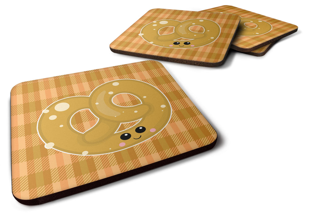 Pretzel Foam Coasters Set of 4 Cup Coasters for Indoor Outdoor, Tabletop Protection, Anti Slip, Mouse pad Material