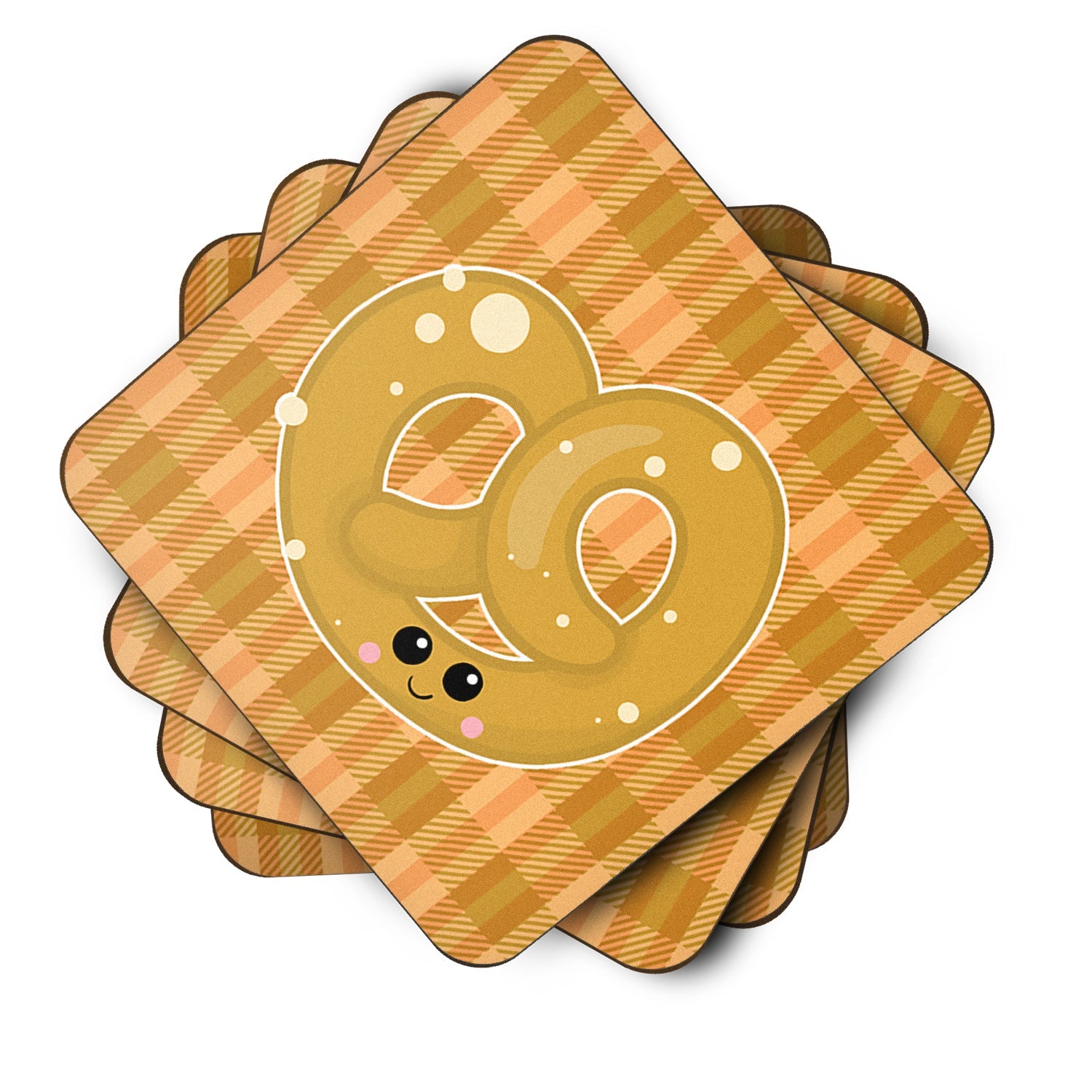 Pretzel Foam Coasters Set of 4 Cup Coasters for Indoor Outdoor, Tabletop Protection, Anti Slip, Mouse pad Material