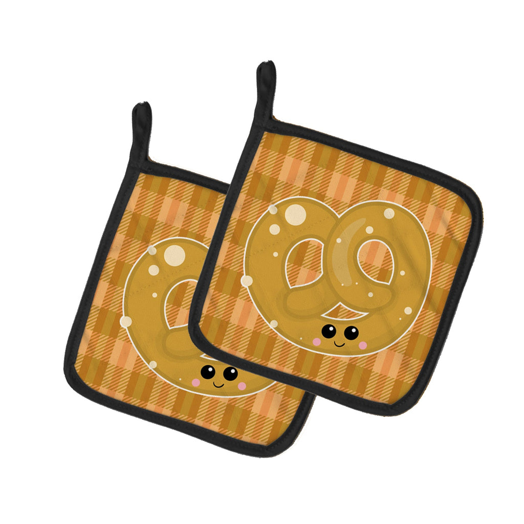 Pretzel Pot Holder Set of 2 Heat Resistant Quilted Hot Pads 7.5 x 7.5 Inch, Insulated Kitchen Trivets for Cooking & Baking