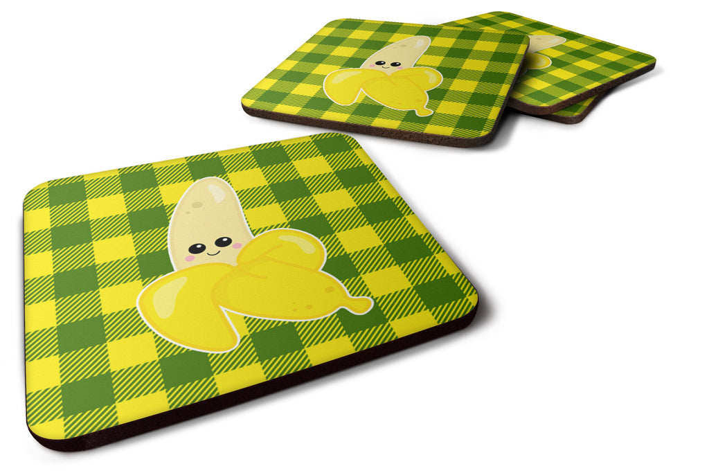 Going Bananas Foam Coasters Set of 4 Cup Coasters for Indoor Outdoor, Tabletop Protection, Anti Slip, Mouse pad Material