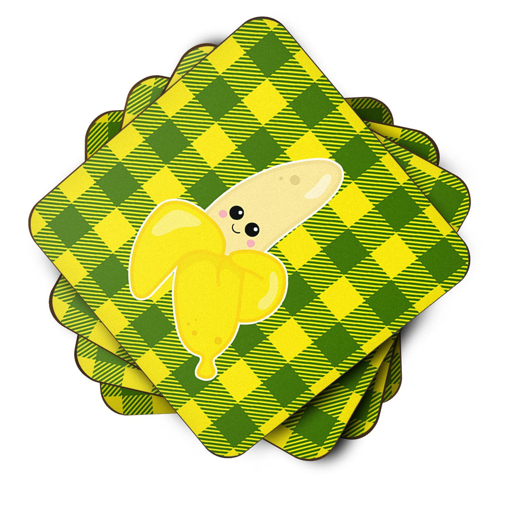 Going Bananas Foam Coasters Set of 4 Cup Coasters for Indoor Outdoor, Tabletop Protection, Anti Slip, Mouse pad Material