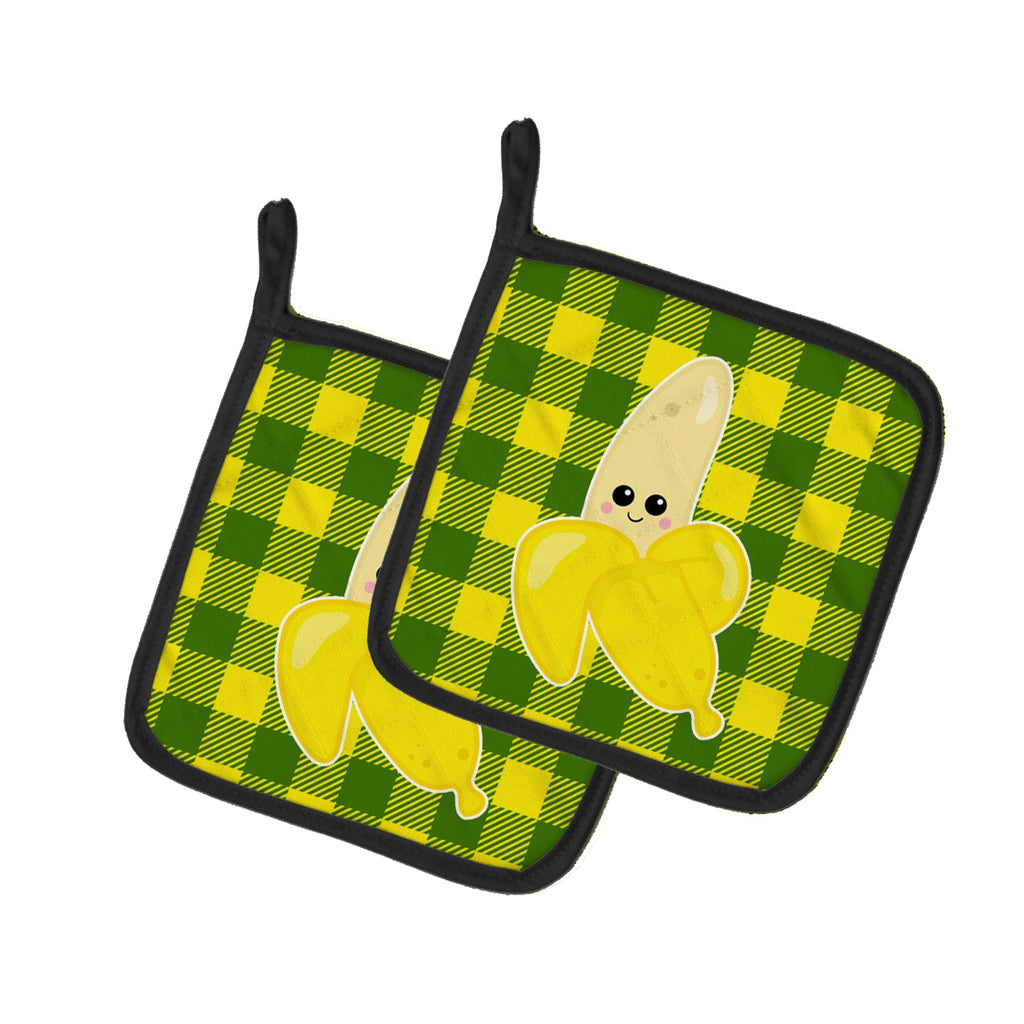 Going Bananas Pot Holder Set of 2 Heat Resistant Quilted Hot Pads 7.5 x 7.5 Inch, Insulated Kitchen Trivets for Cooking & Baking