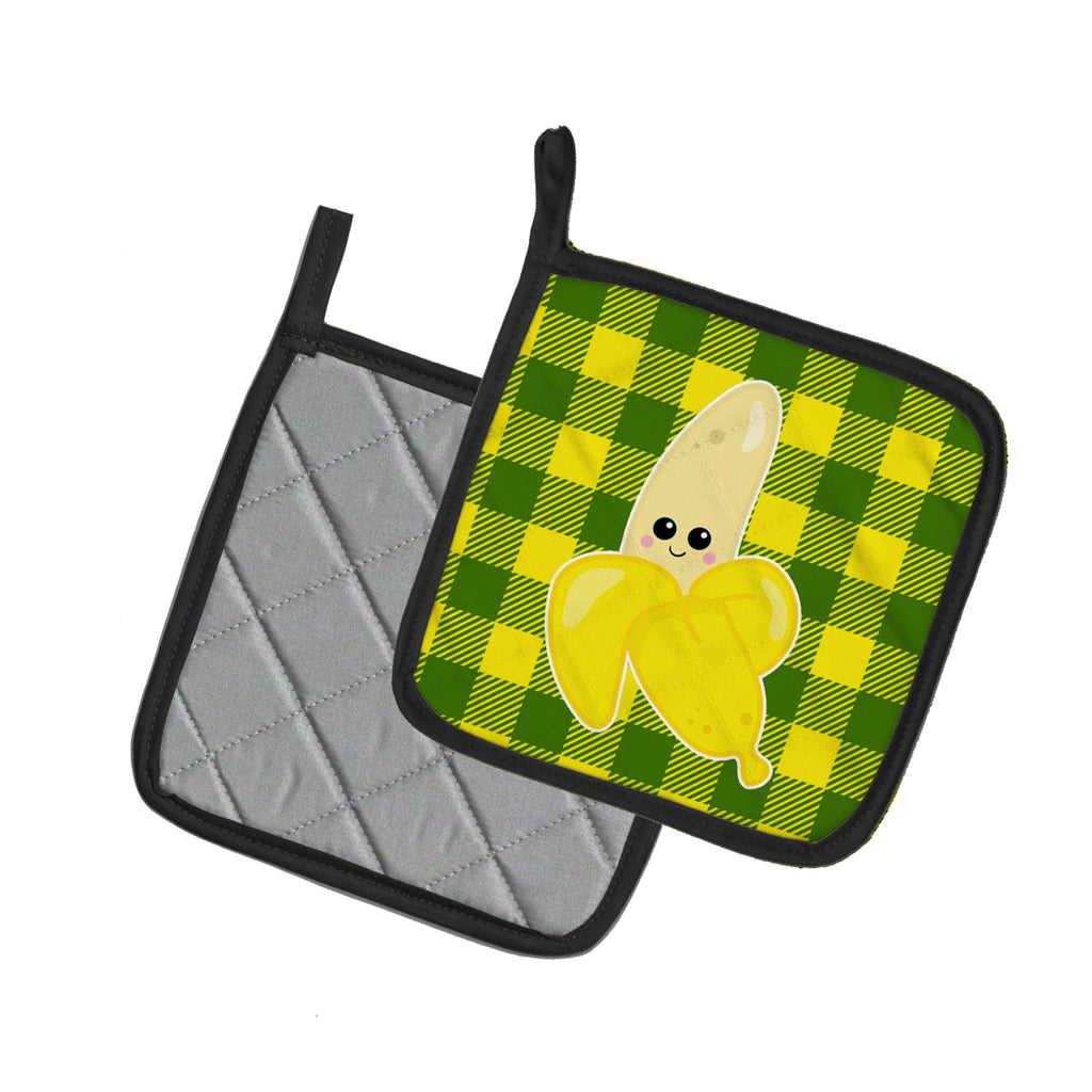 Going Bananas Pot Holder Set of 2 Heat Resistant Quilted Hot Pads 7.5 x 7.5 Inch, Insulated Kitchen Trivets for Cooking & Baking