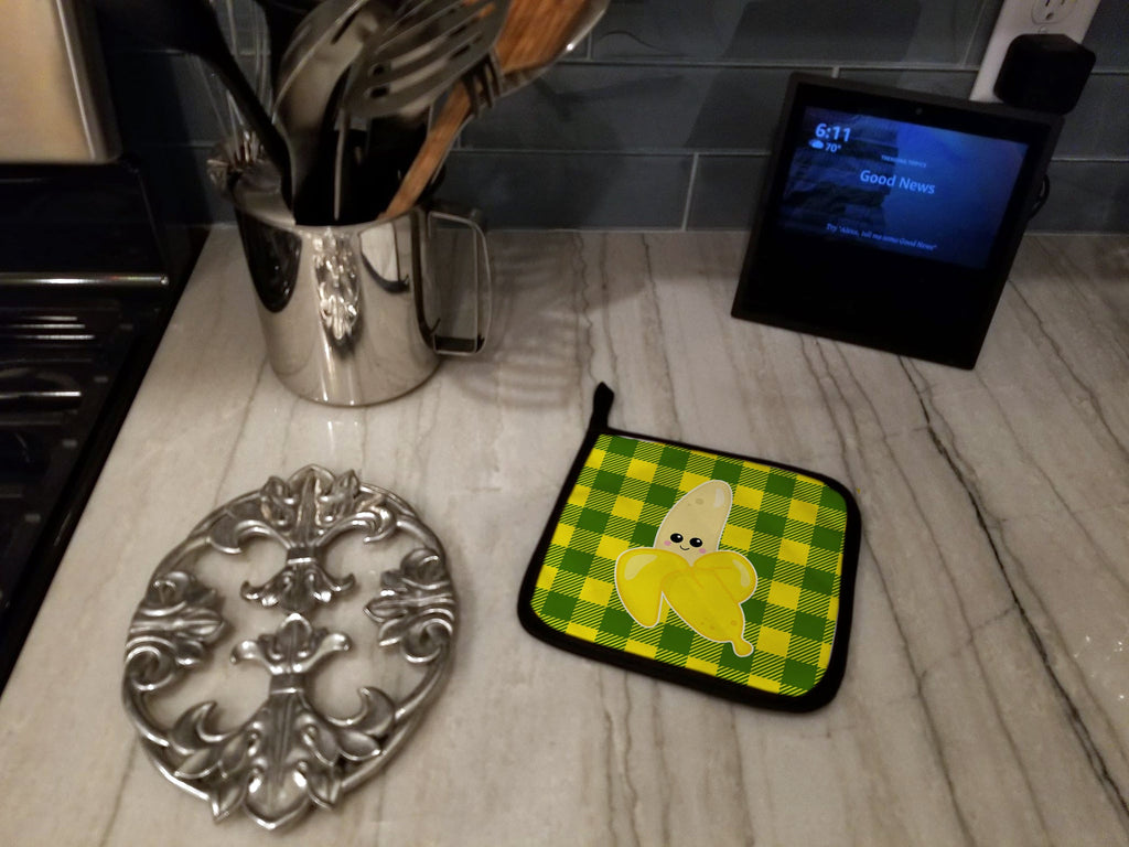 Going Bananas Pot Holder Set of 2 Heat Resistant Quilted Hot Pads 7.5 x 7.5 Inch, Insulated Kitchen Trivets for Cooking & Baking