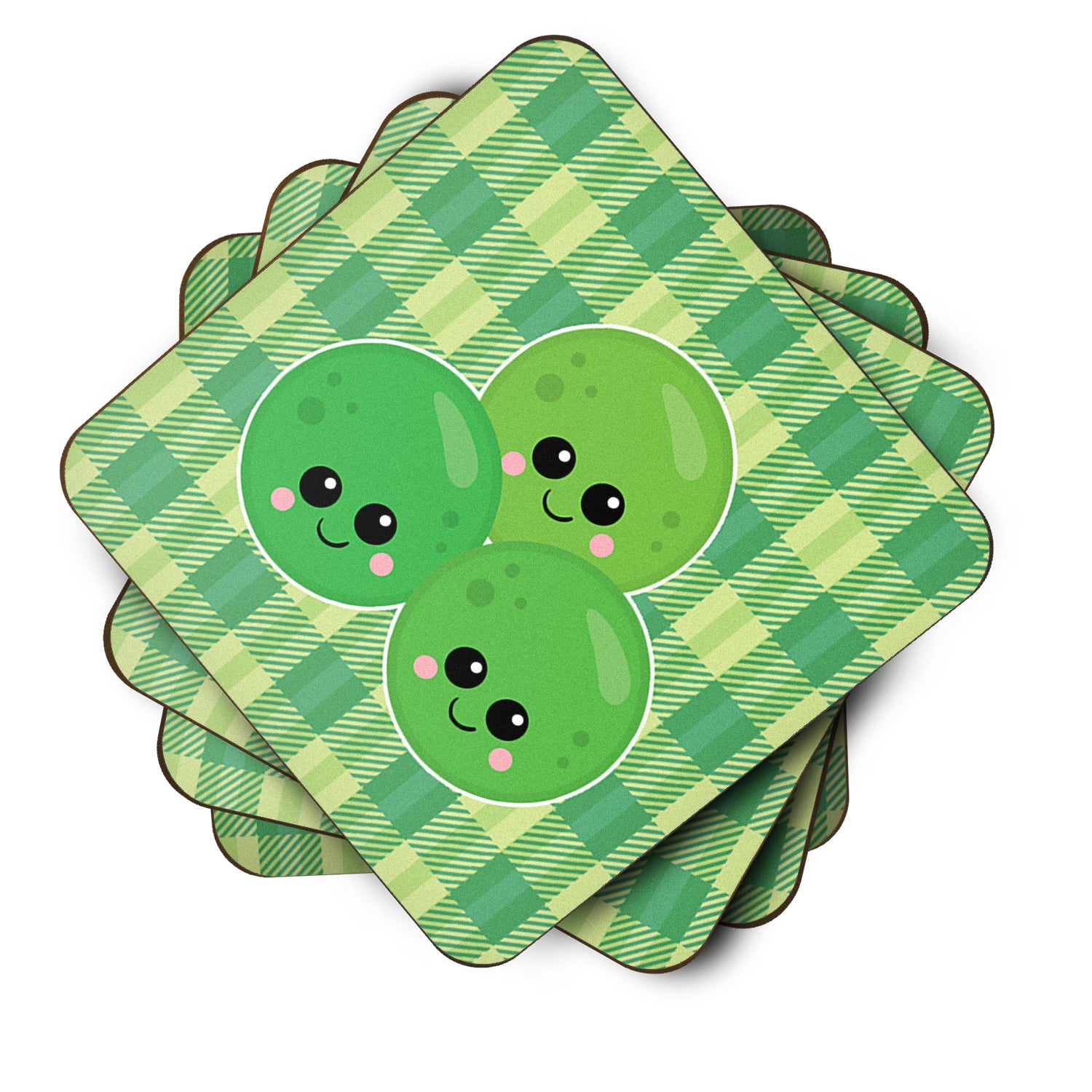 Three Peas Foam Coasters Set of 4 Cup Coasters for Indoor Outdoor, Tabletop Protection, Anti Slip, Mouse pad Material