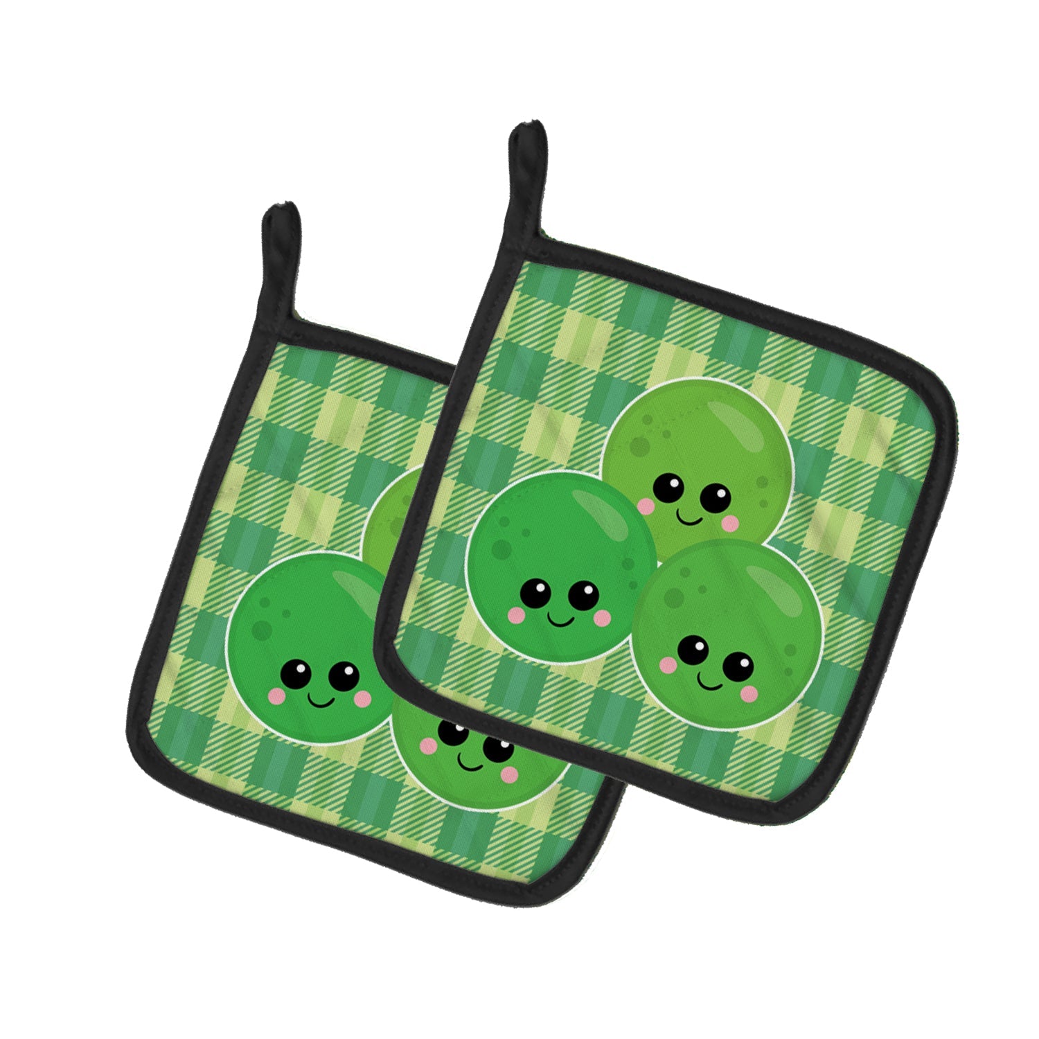 Three Peas Pot Holder Set of 2 Heat Resistant Quilted Hot Pads 7.5 x 7.5 Inch, Insulated Kitchen Trivets for Cooking & Baking