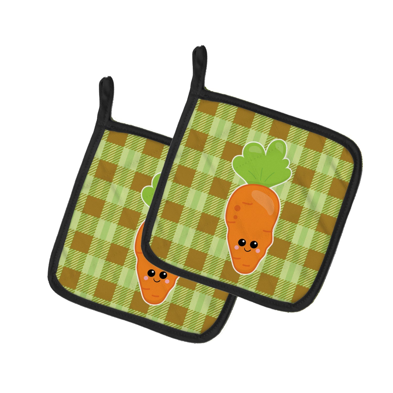 Carol the Carrot Pot Holder Set of 2 Heat Resistant Quilted Hot Pads 7.5 x 7.5 Inch, Insulated Kitchen Trivets for Cooking & Baking