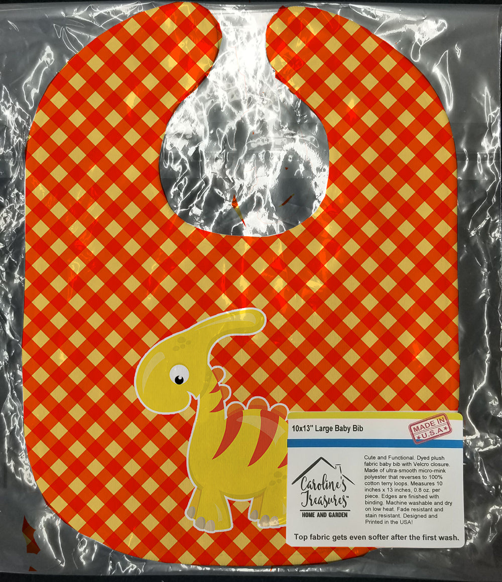 Parasaurolophus Dinosaur Baby Bib Easy-Clean Baby Bib Baby Feeding Accessory Baby Mealtime Essential, 10 x 13, Multicolor