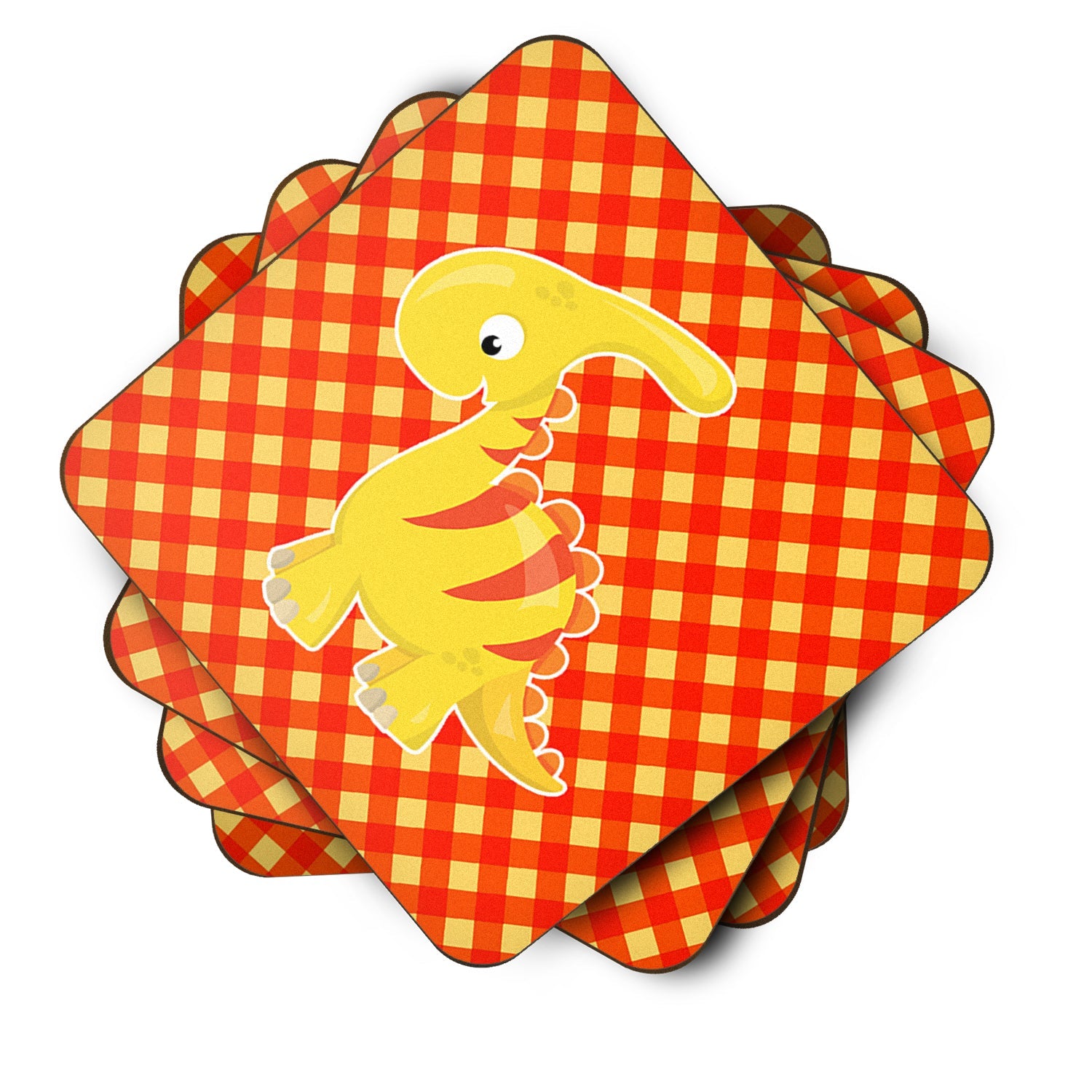 Parasaurolophus Dinosaur Foam Coasters Set of 4 Cup Coasters for Indoor Outdoor, Tabletop Protection, Anti Slip, Mouse pad Material