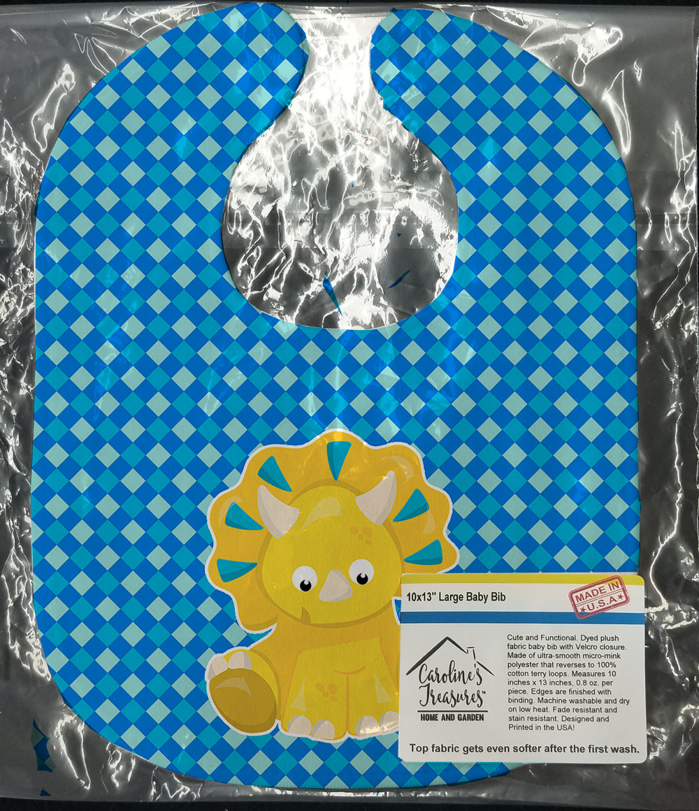 Triceratops Dinosaur Baby Bib Easy-Clean Baby Bib Baby Feeding Accessory Baby Mealtime Essential, 10 x 13, Multicolor