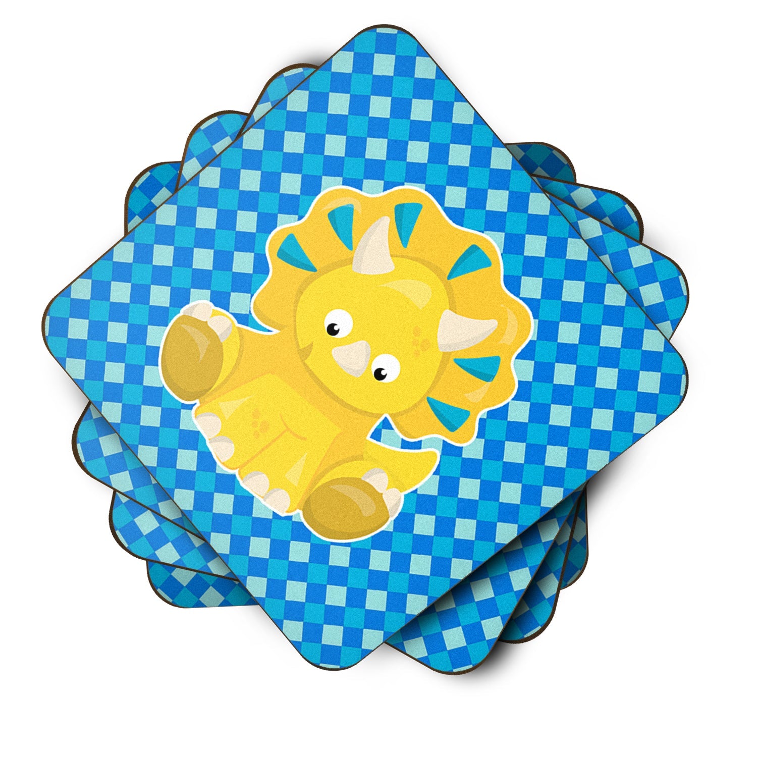 Triceratops Dinosaur Foam Coasters Set of 4 Cup Coasters for Indoor Outdoor, Tabletop Protection, Anti Slip, Mouse pad Material