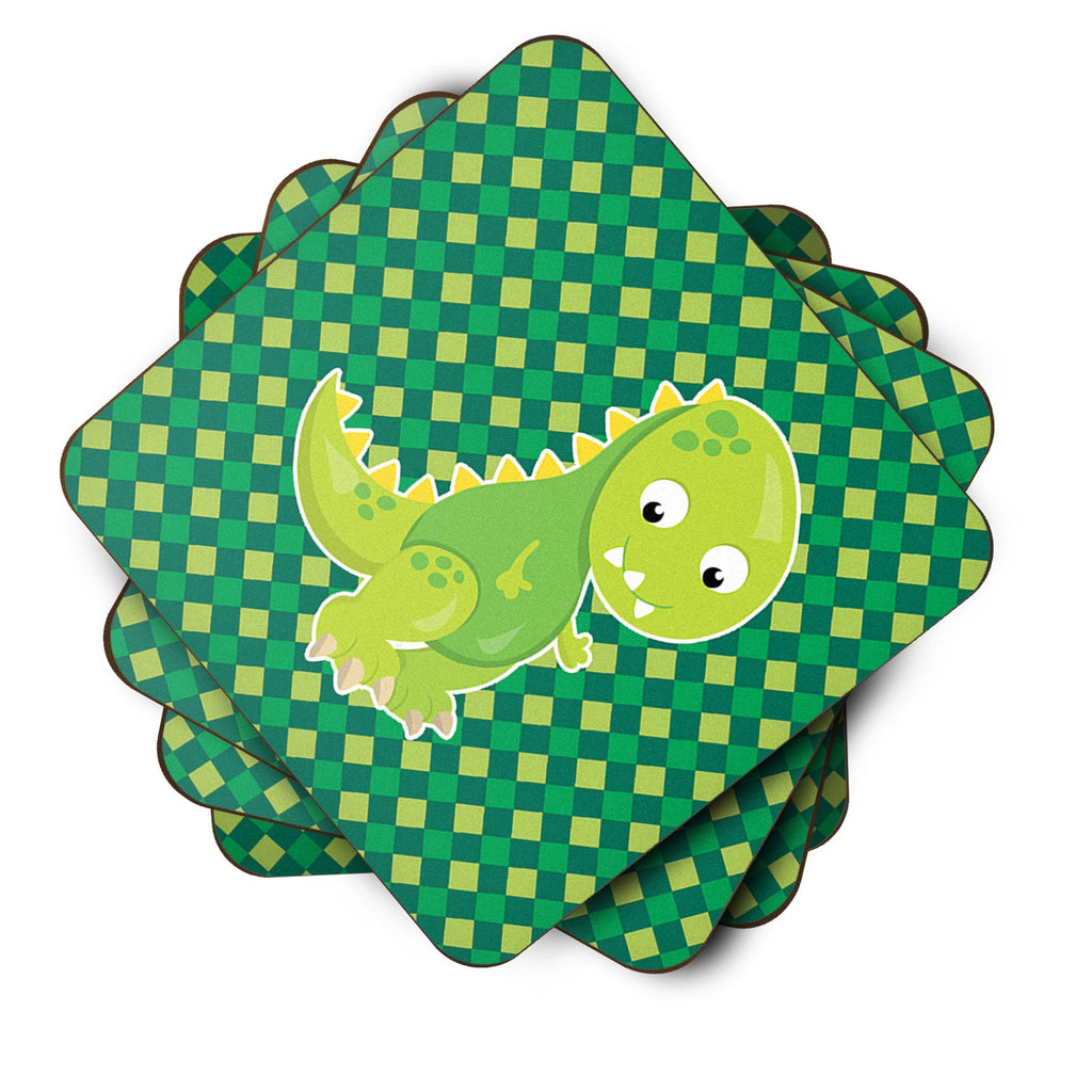Iguanodon Dinosaur Foam Coasters Set of 4 Cup Coasters for Indoor Outdoor, Tabletop Protection, Anti Slip, Mouse pad Material