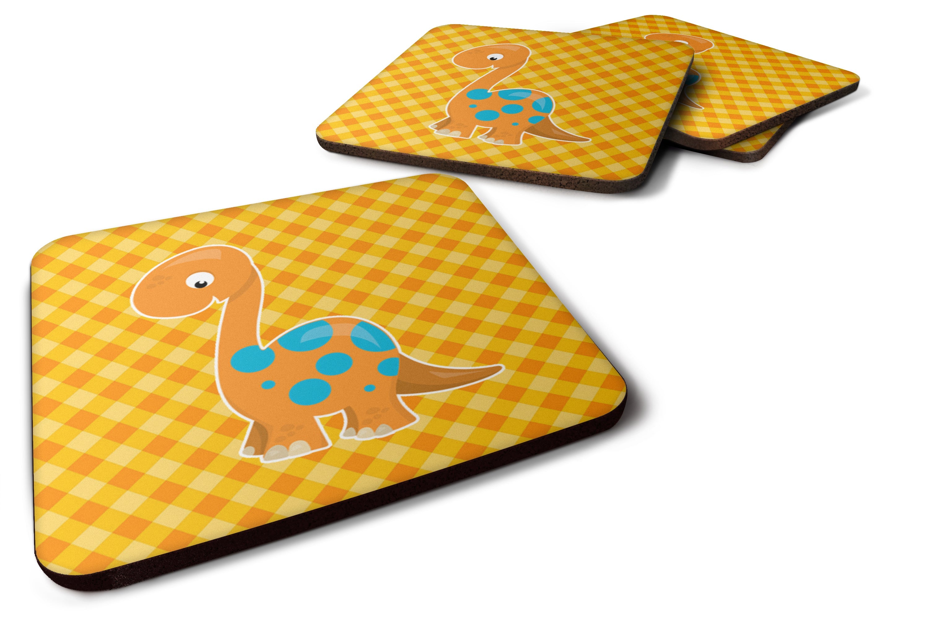 Brontosaurus Dinosaur Foam Coasters Set of 4 Cup Coasters for Indoor Outdoor, Tabletop Protection, Anti Slip, Mouse pad Material