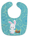 Easter Rabbit Paisley Blue Baby Bib Easy-Clean Baby Bib Baby Feeding Accessory Baby Mealtime Essential, 10 x 13, Multicolor