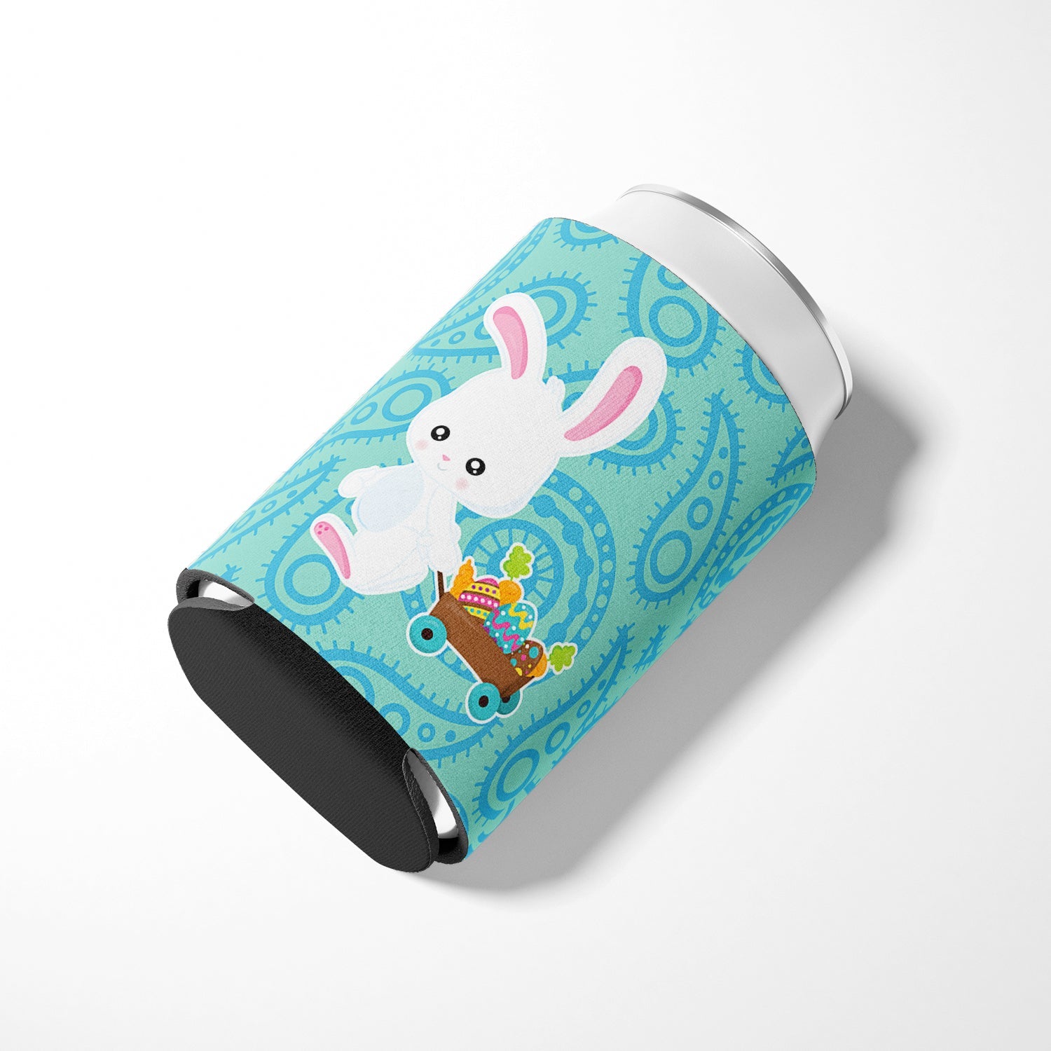 Easter Rabbit Paisley Blue Can or Bottle Hugger Cooler Sleeve for Standard 12 oz Cans, Insulated Foam Beer & Soda Can Hugger Reusable