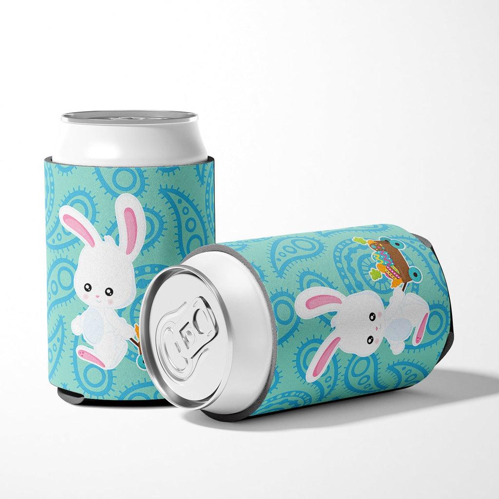 Easter Rabbit Paisley Blue Can or Bottle Hugger Cooler Sleeve for Standard 12 oz Cans, Insulated Foam Beer & Soda Can Hugger Reusable