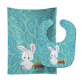 Easter Rabbit Paisley Blue Baby Bib & Burp Cloth Easy-Clean Baby Bib Baby Feeding Accessory Baby Mealtime Essential