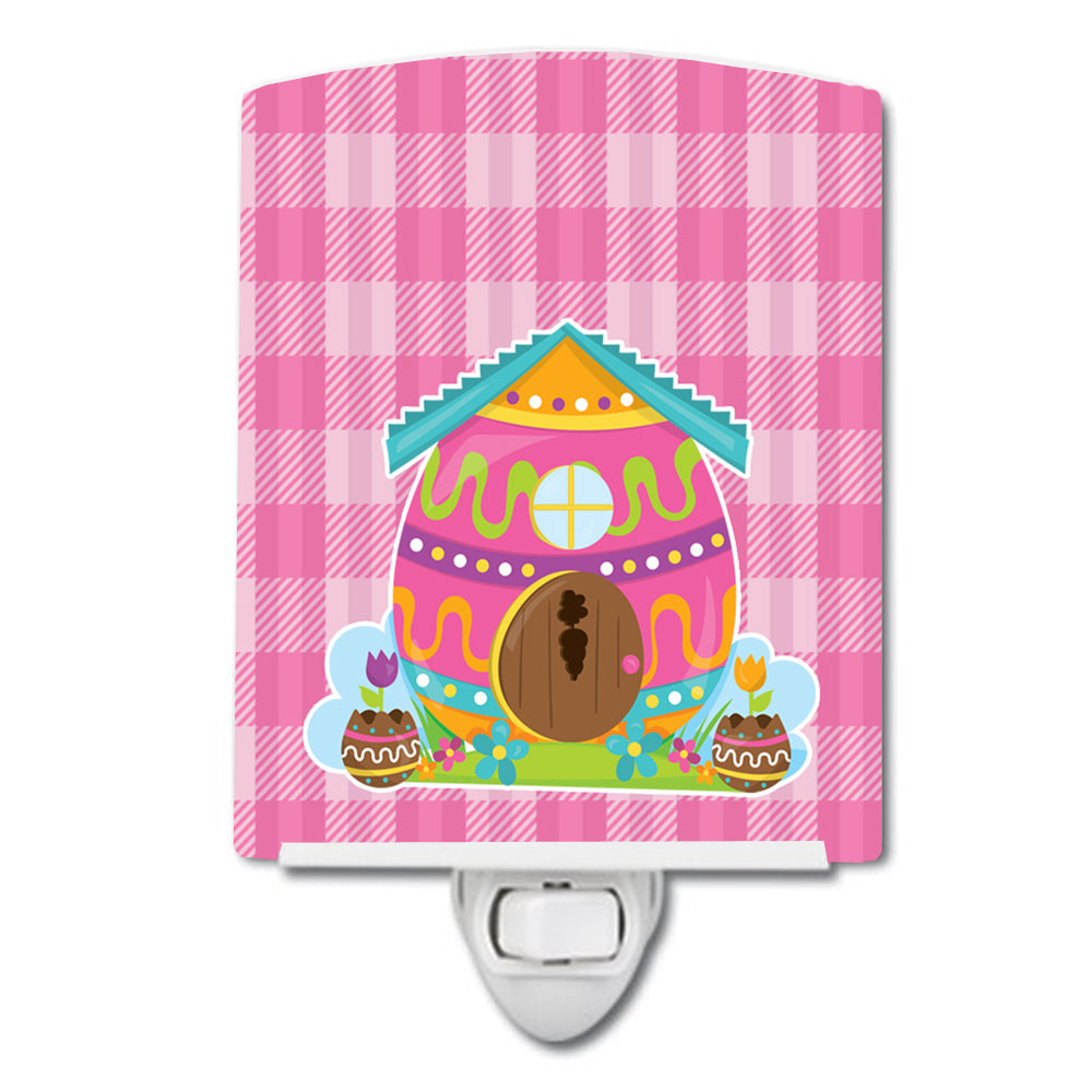 Easter Rabbit's House Ceramic Night Light Compact, UL-Certified, Ideal for Bedroom, Bathroom, Nursery, Hallway, Kitchen, 6x4x3, Multicolor