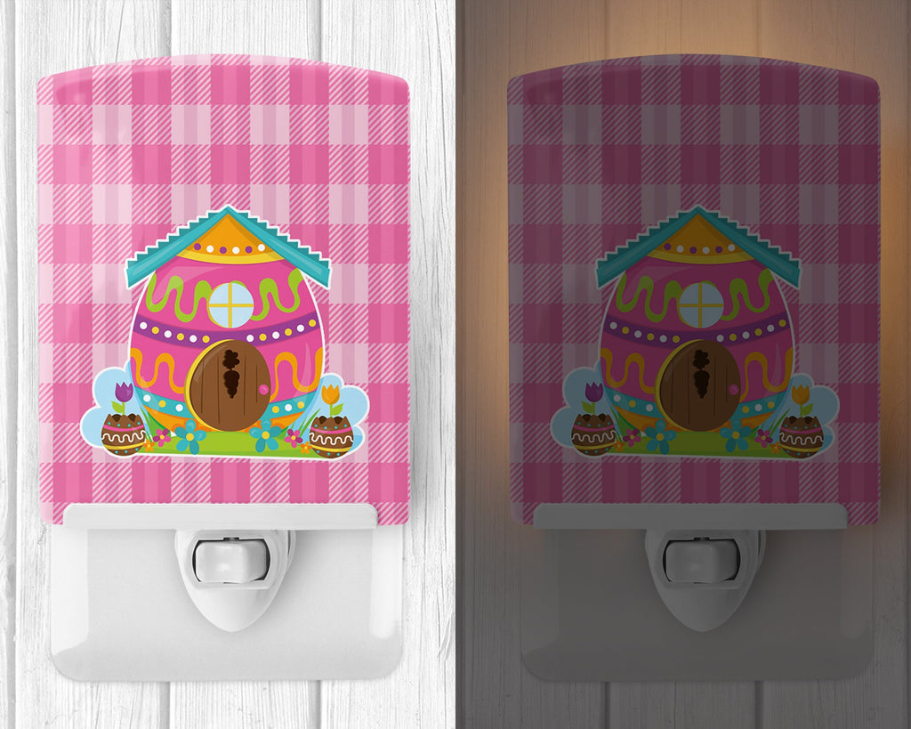 Easter Rabbit's House Ceramic Night Light Compact, UL-Certified, Ideal for Bedroom, Bathroom, Nursery, Hallway, Kitchen, 6x4x3, Multicolor