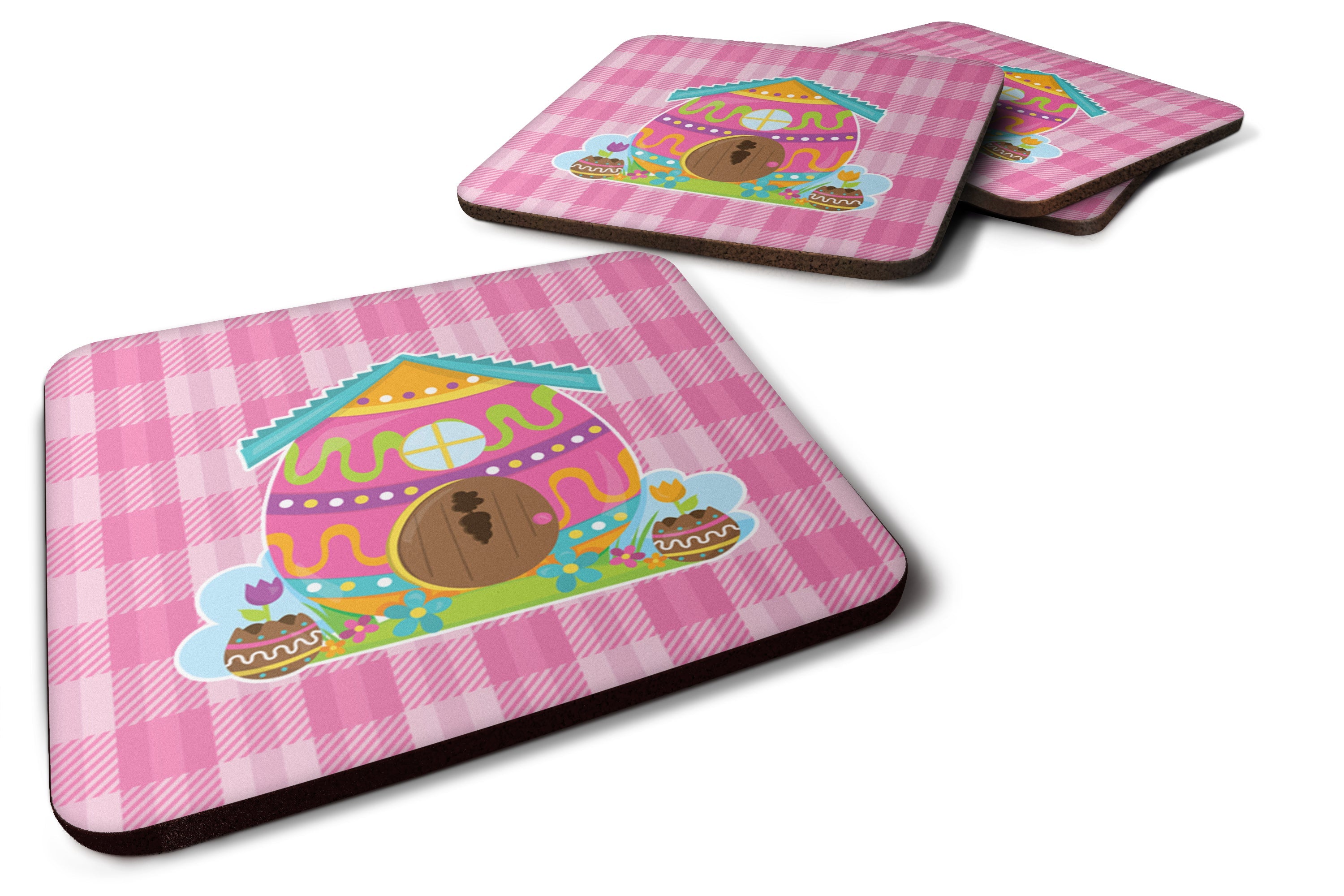 Easter Rabbit's House Foam Coasters Set of 4 Cup Coasters for Indoor Outdoor, Tabletop Protection, Anti Slip, Mouse pad Material