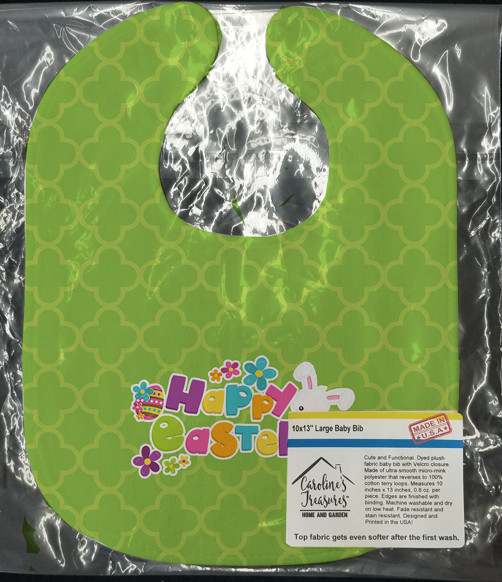 Happy Easter Green Quatrafoil Baby Bib Easy-Clean Baby Bib Baby Feeding Accessory Baby Mealtime Essential, 10 x 13, Multicolor