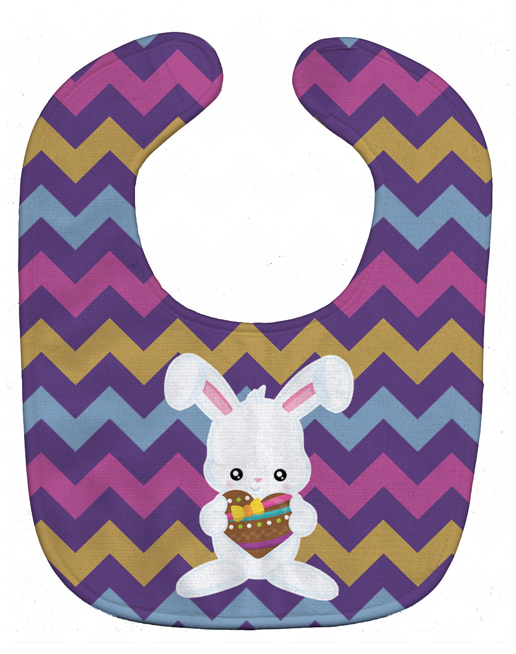 Easter Rabbit with Chocolate Heart Baby Bib Easy-Clean Baby Bib Baby Feeding Accessory Baby Mealtime Essential, 10 x 13, Multicolor