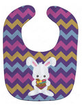 Easter Rabbit with Chocolate Heart Baby Bib Easy-Clean Baby Bib Baby Feeding Accessory Baby Mealtime Essential, 10 x 13, Multicolor