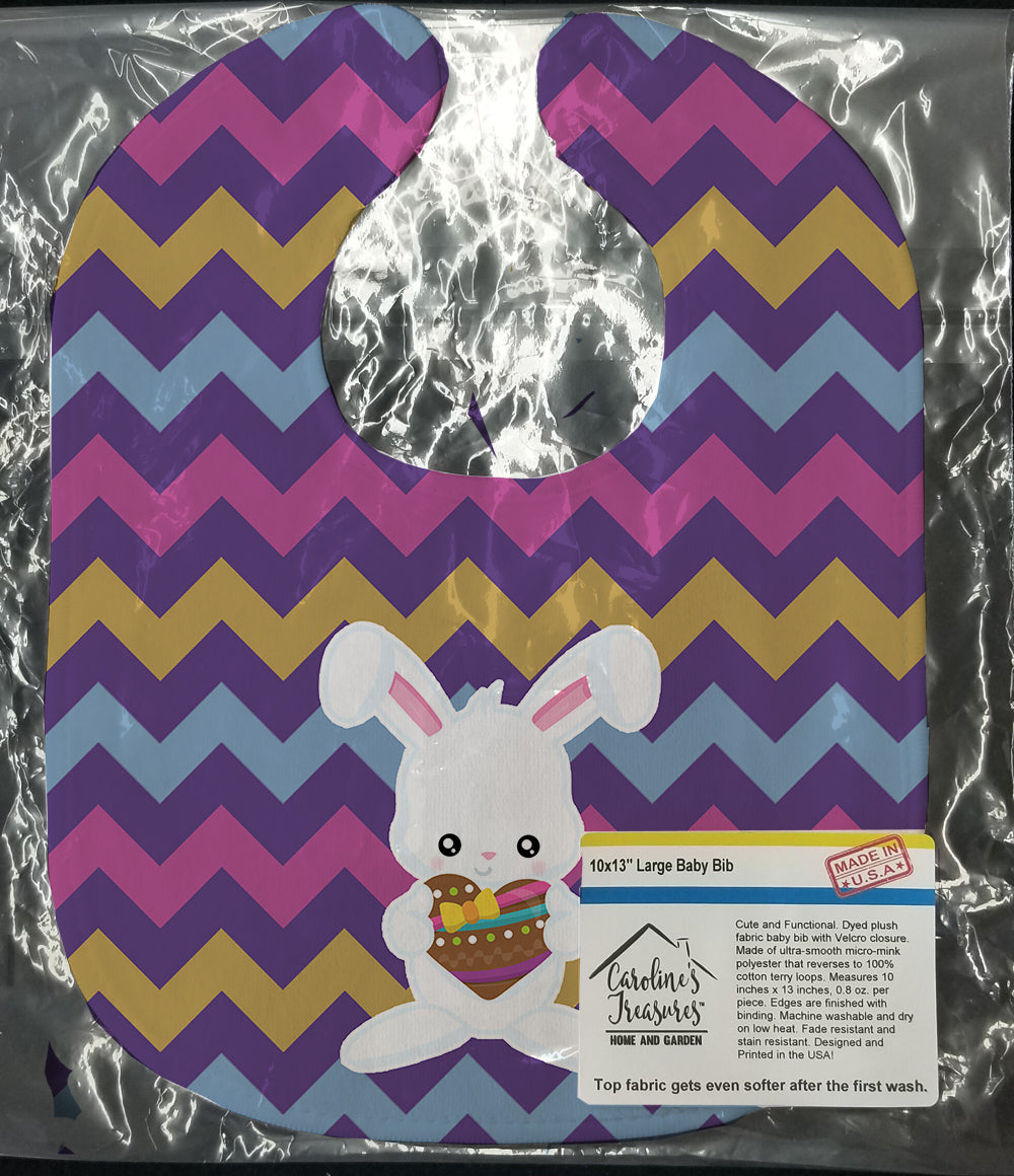 Easter Rabbit with Chocolate Heart Baby Bib Easy-Clean Baby Bib Baby Feeding Accessory Baby Mealtime Essential, 10 x 13, Multicolor