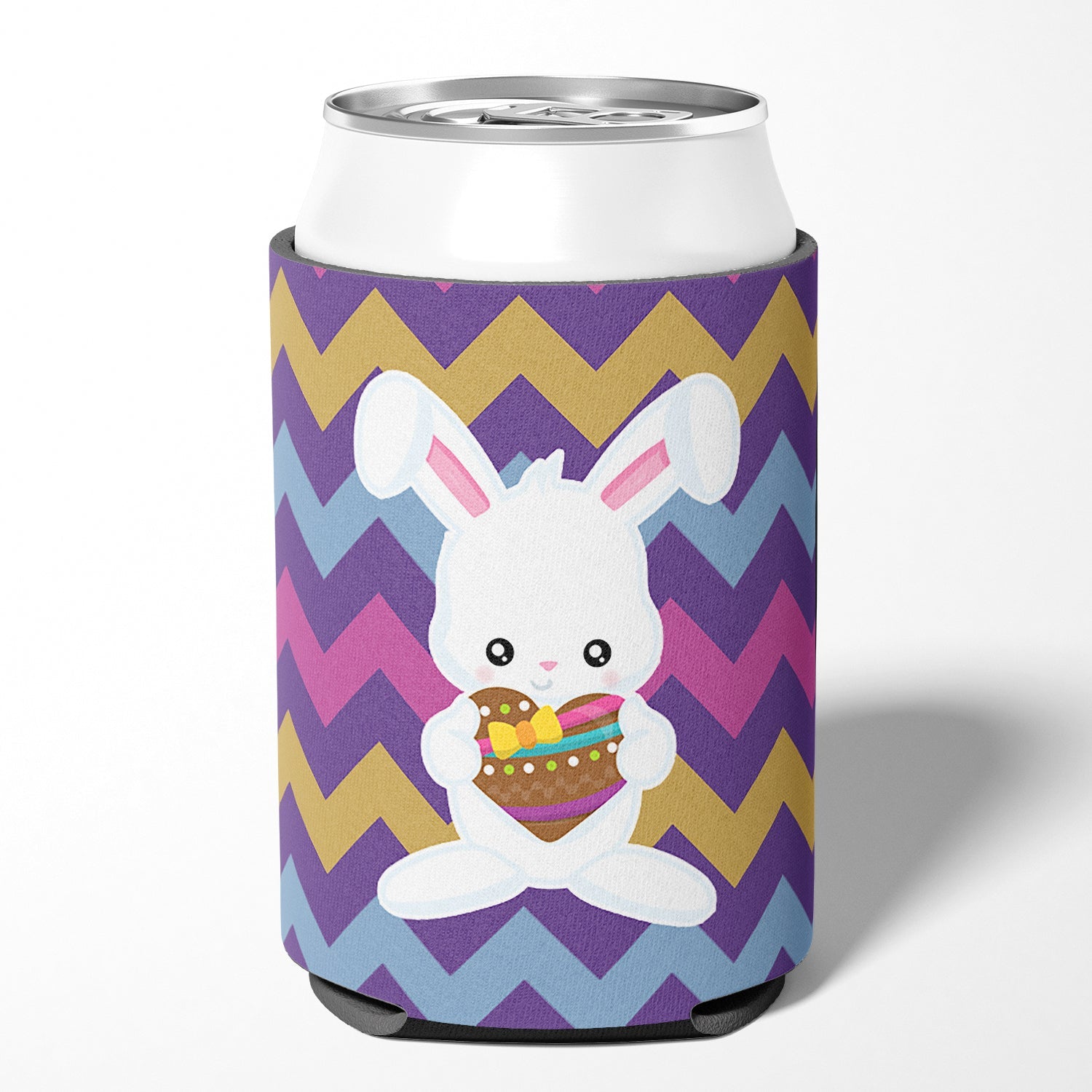 Easter Rabbit with Chocolate Heart Can or Bottle Hugger Cooler Sleeve for Standard 12 oz Cans, Insulated Foam Beer & Soda Can Hugger Reusable