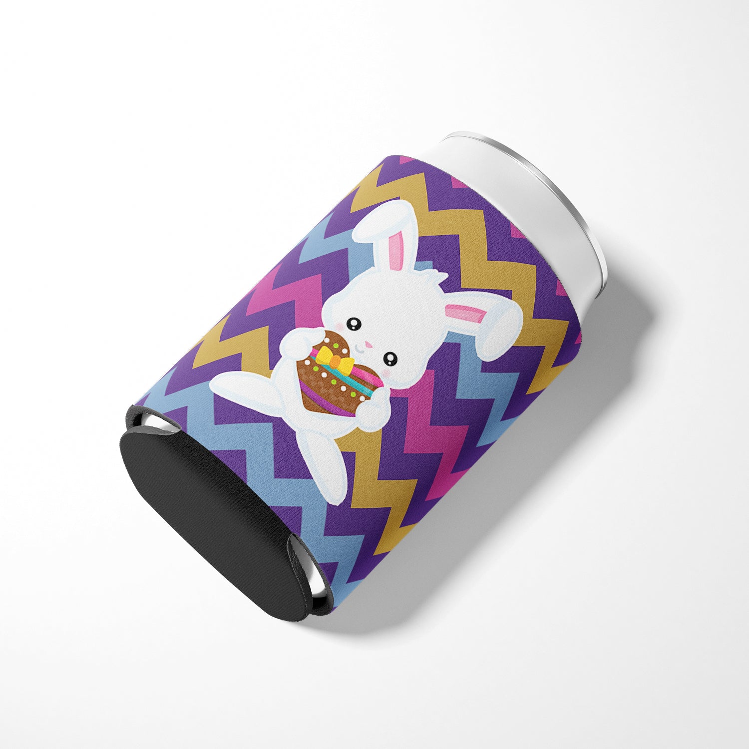 Easter Rabbit with Chocolate Heart Can or Bottle Hugger Cooler Sleeve for Standard 12 oz Cans, Insulated Foam Beer & Soda Can Hugger Reusable