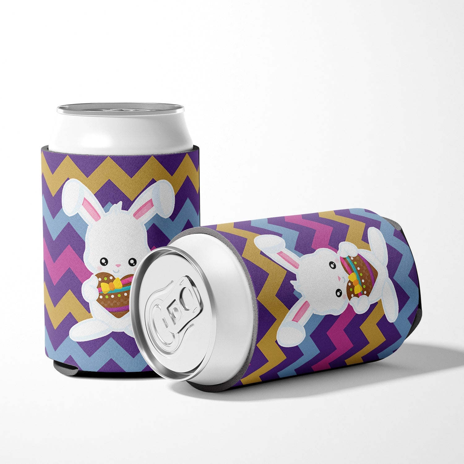 Easter Rabbit with Chocolate Heart Can or Bottle Hugger Cooler Sleeve for Standard 12 oz Cans, Insulated Foam Beer & Soda Can Hugger Reusable