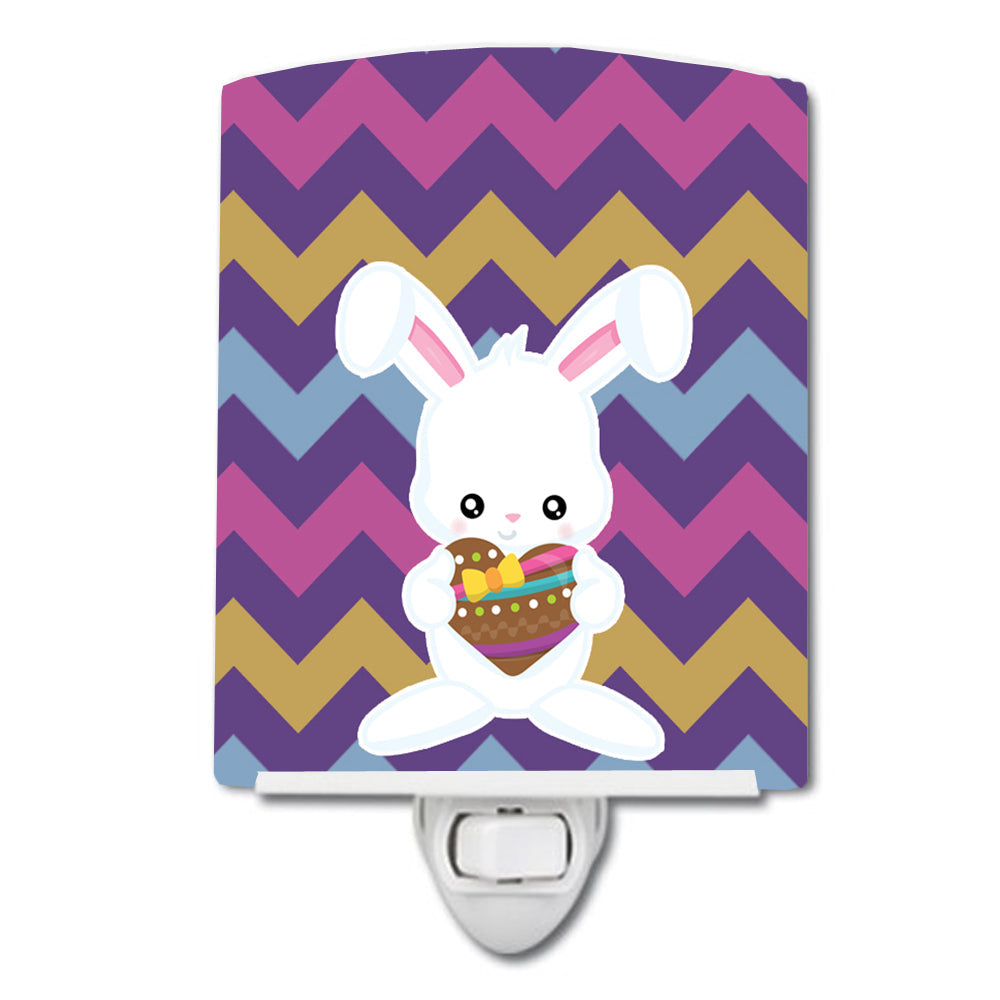 Easter Rabbit with Chocolate Heart Ceramic Night Light Compact, UL-Certified, Ideal for Bedroom, Bathroom, Nursery, Hallway, Kitchen, 6x4x3, Multicolor