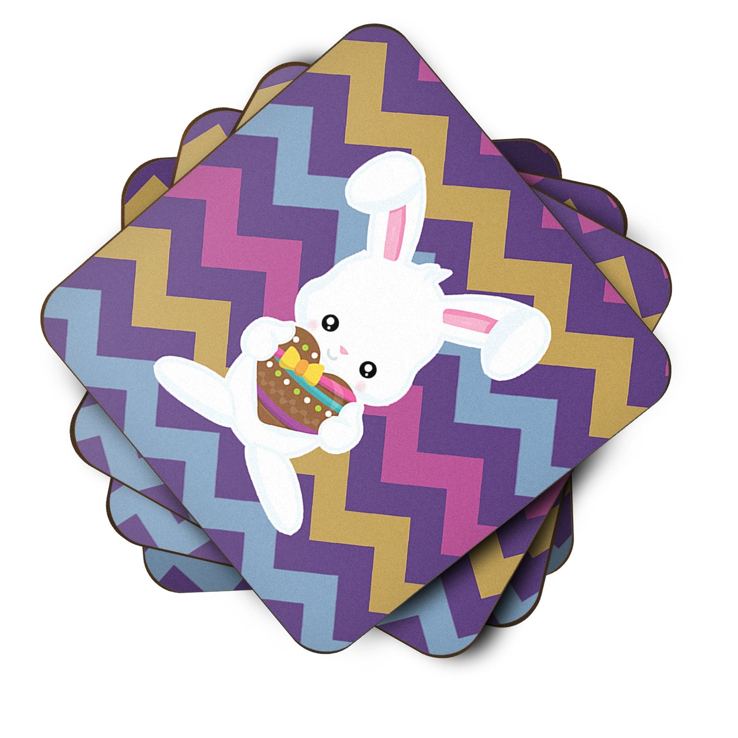 Easter Rabbit with Chocolate Heart Foam Coasters Set of 4 Cup Coasters for Indoor Outdoor, Tabletop Protection, Anti Slip, Mouse pad Material