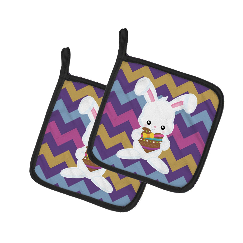 Easter Rabbit with Chocolate Heart Pot Holder Set of 2 Heat Resistant Quilted Hot Pads 7.5 x 7.5 Inch, Insulated Kitchen Trivets for Cooking & Baking