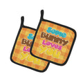 Easter Some Bunny Loves You Pot Holder Set of 2 Heat Resistant Quilted Hot Pads 7.5 x 7.5 Inch, Insulated Kitchen Trivets for Cooking & Baking