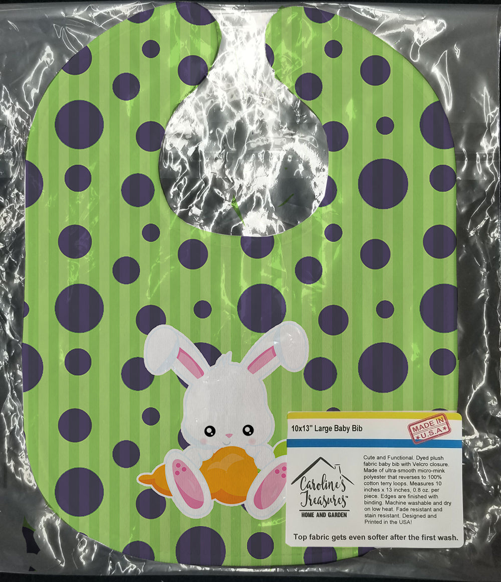 Easter Polkadot Rabbit Baby Bib Easy-Clean Baby Bib Baby Feeding Accessory Baby Mealtime Essential, 10 x 13, Multicolor