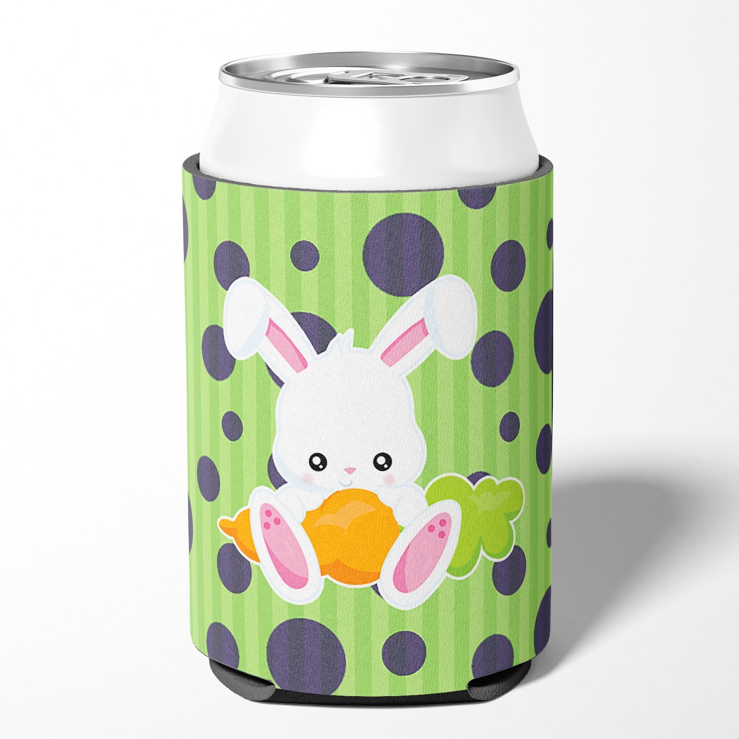 Easter Polkadot Rabbit Can or Bottle Hugger Cooler Sleeve for Standard 12 oz Cans, Insulated Foam Beer & Soda Can Hugger Reusable