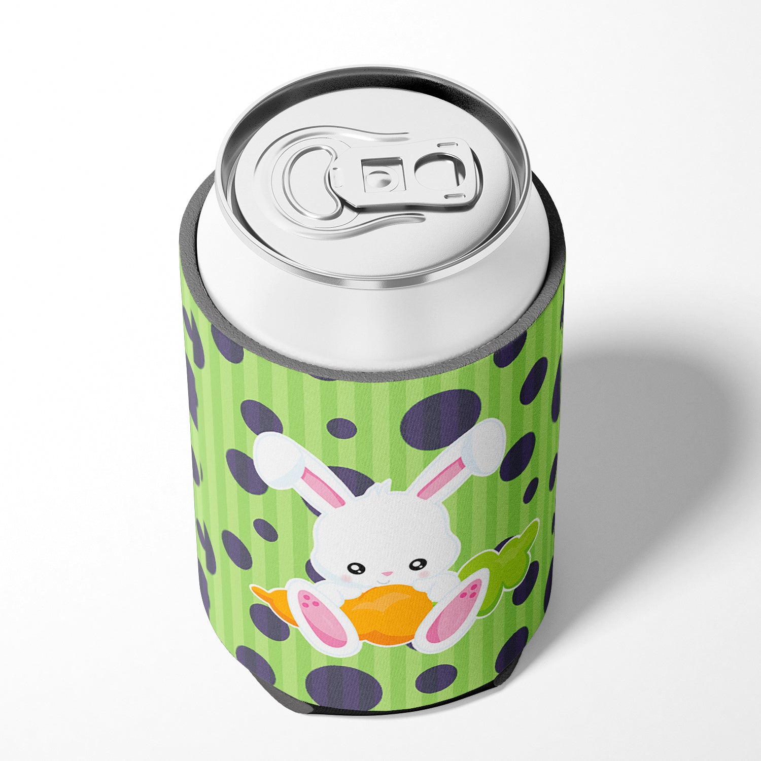 Easter Polkadot Rabbit Can or Bottle Hugger Cooler Sleeve for Standard 12 oz Cans, Insulated Foam Beer & Soda Can Hugger Reusable