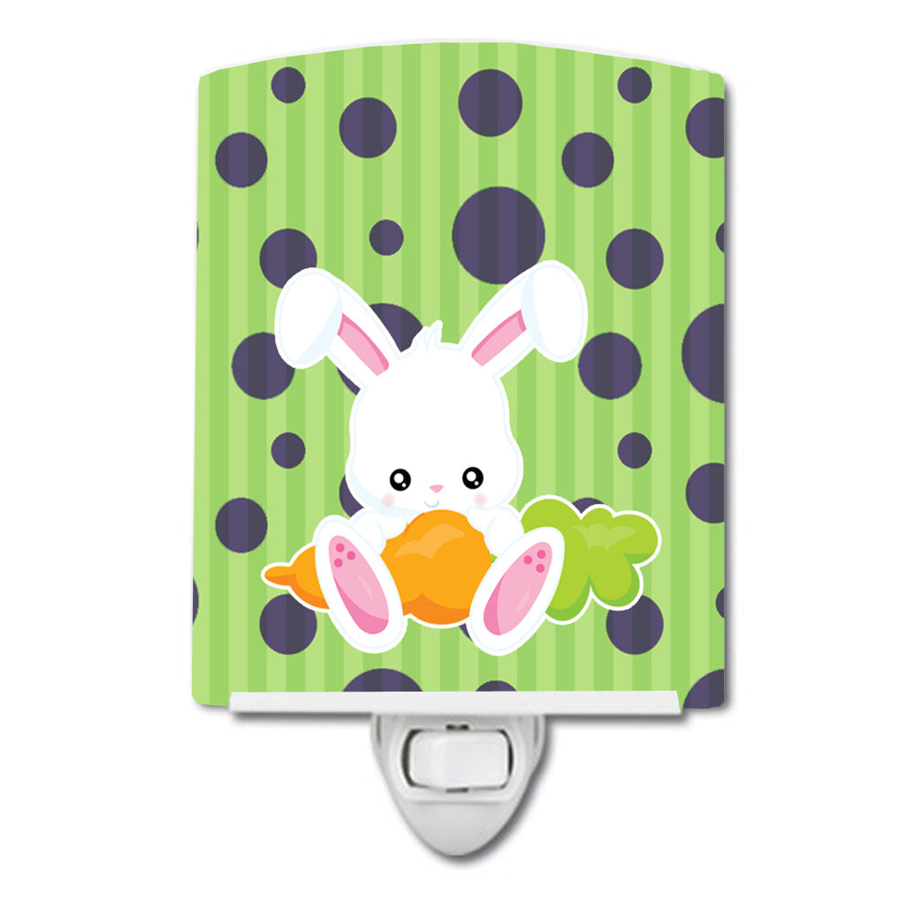 Easter Polkadot Rabbit Ceramic Night Light Compact, UL-Certified, Ideal for Bedroom, Bathroom, Nursery, Hallway, Kitchen, 6x4x3, Multicolor